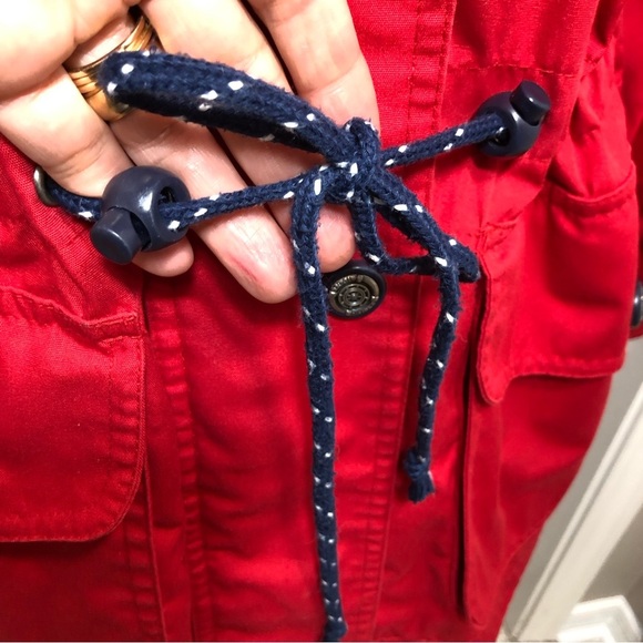 Pacific Trail by London Fog All Weather Hooded Waist String Red Lined Jacket M - Picture 4 of 16